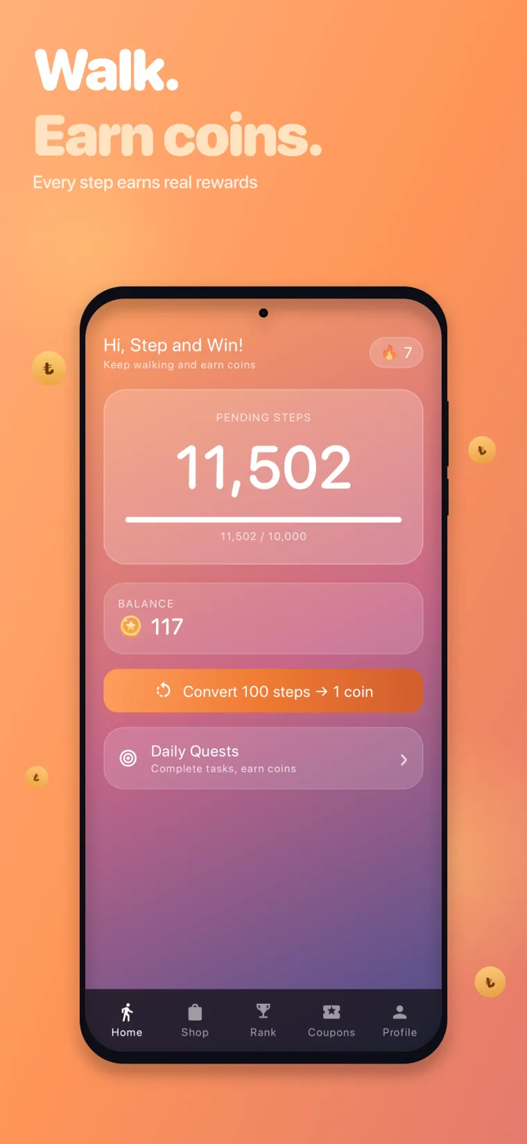 Step and Win: Walk to Earn - App screenshot