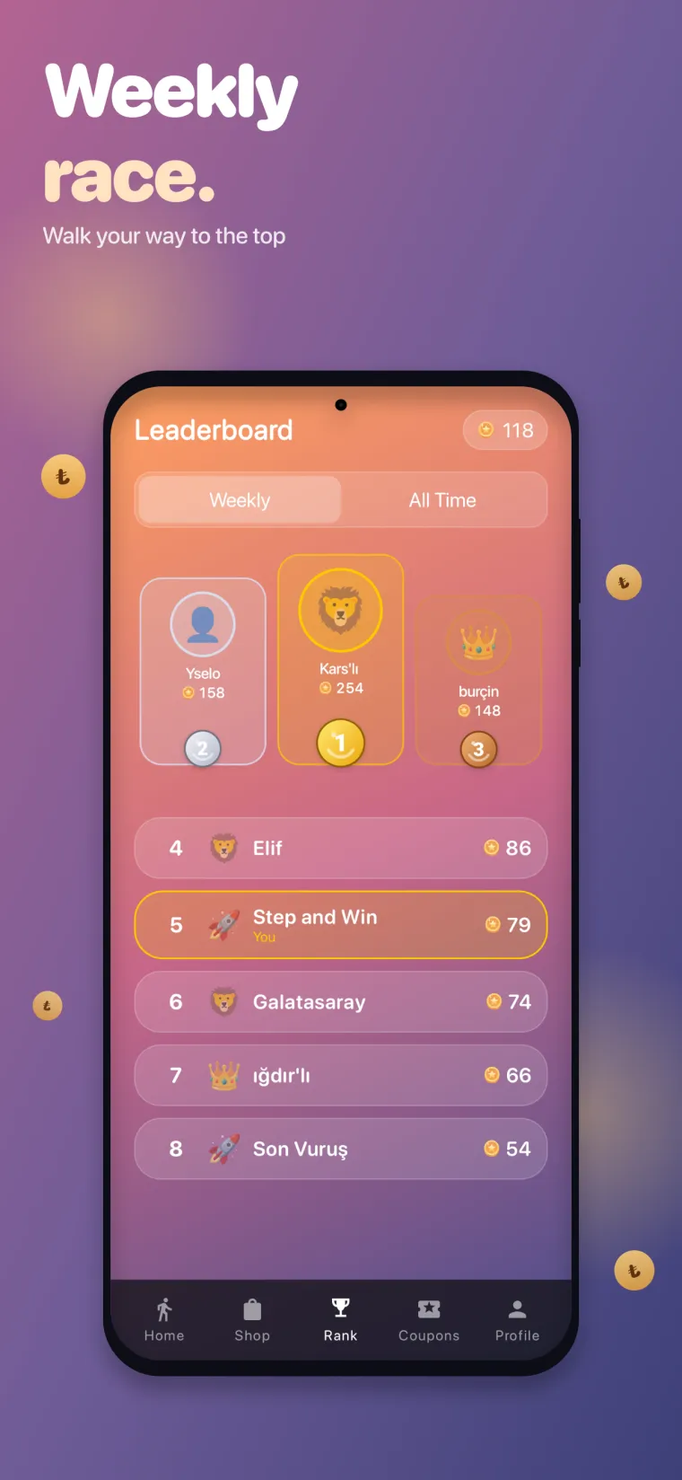 Step and Win - leaderboard